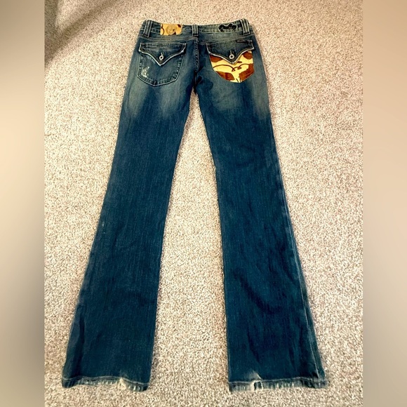 Vintage Cowhide Pattern low Rise bootcut Flare Miss Me Women’s Jeans — Size 28 - Picture 1 of 6